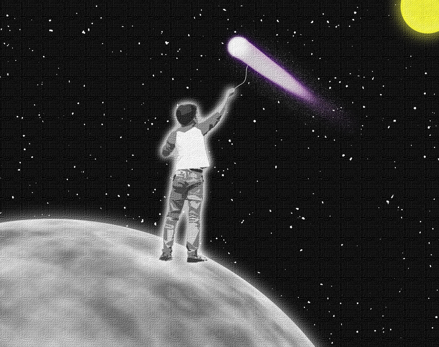 Adobe Photoshop,child,<b>Comet</b>,Kite,moon,Space ,Graphic Design.