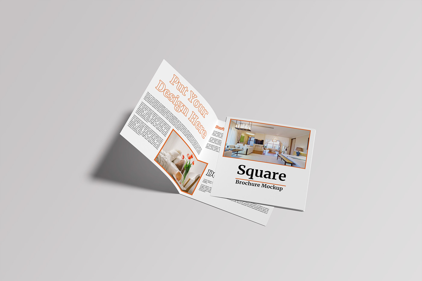 Буклет 26. Square Brochure Mockup. Квадратный буклет. Креативная обложка каталога мебели.