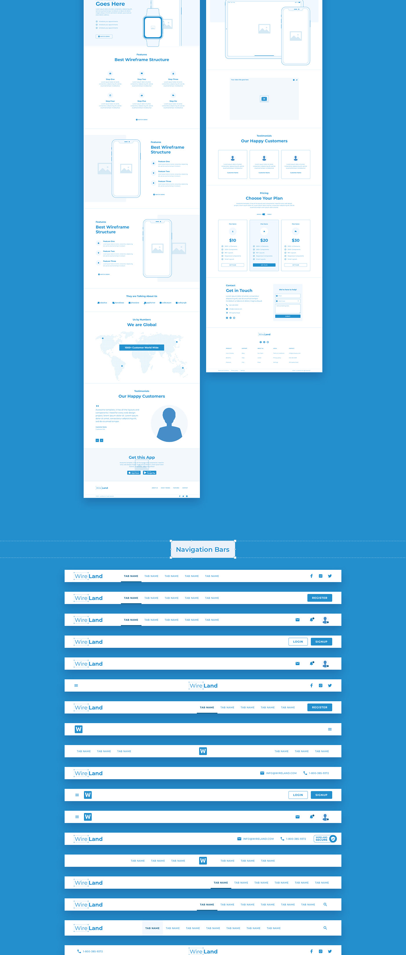 Wireland - Wireframe Library for Web Design Projects - Sketch Template - 10