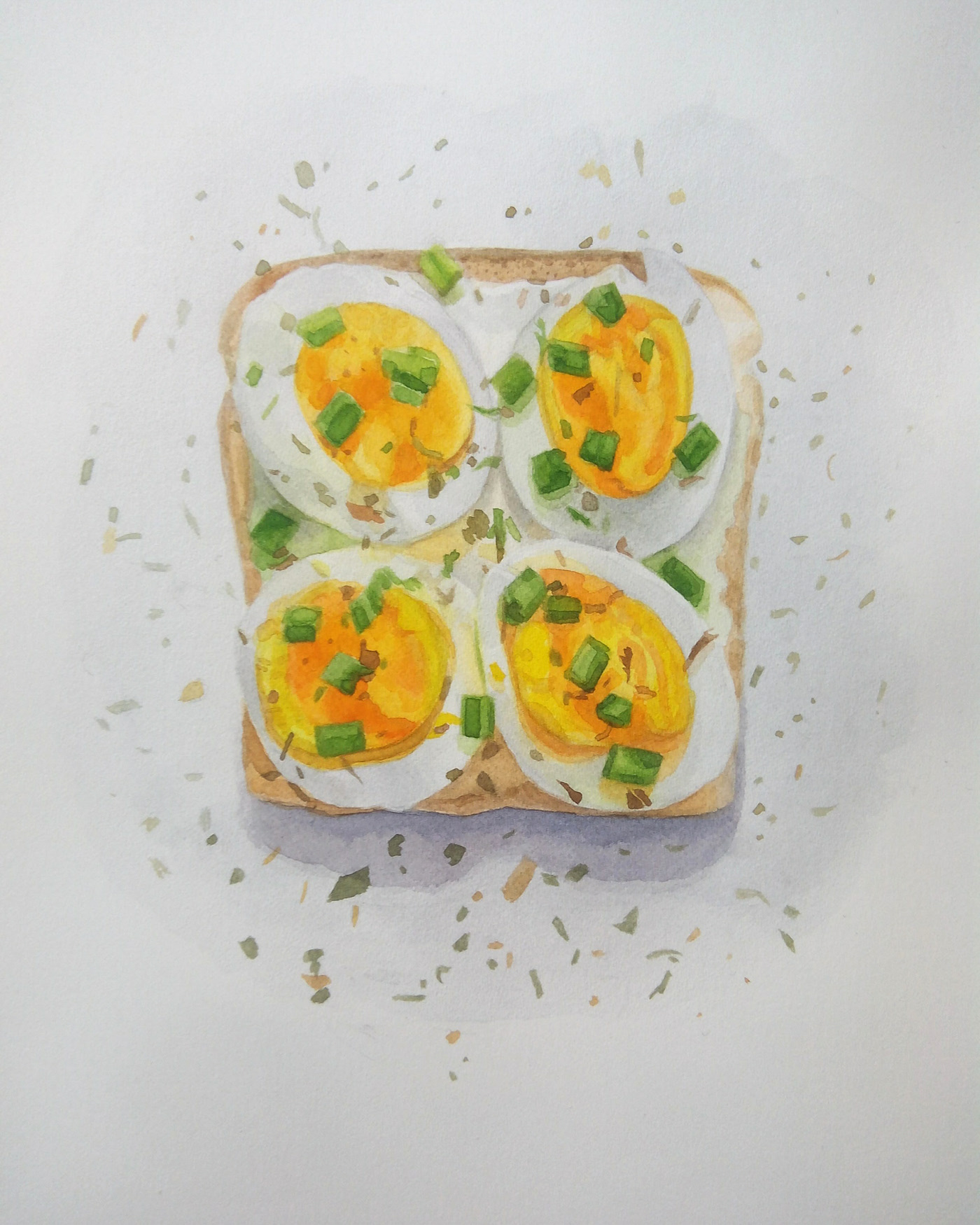 Бутерброды нарисованные акварелью