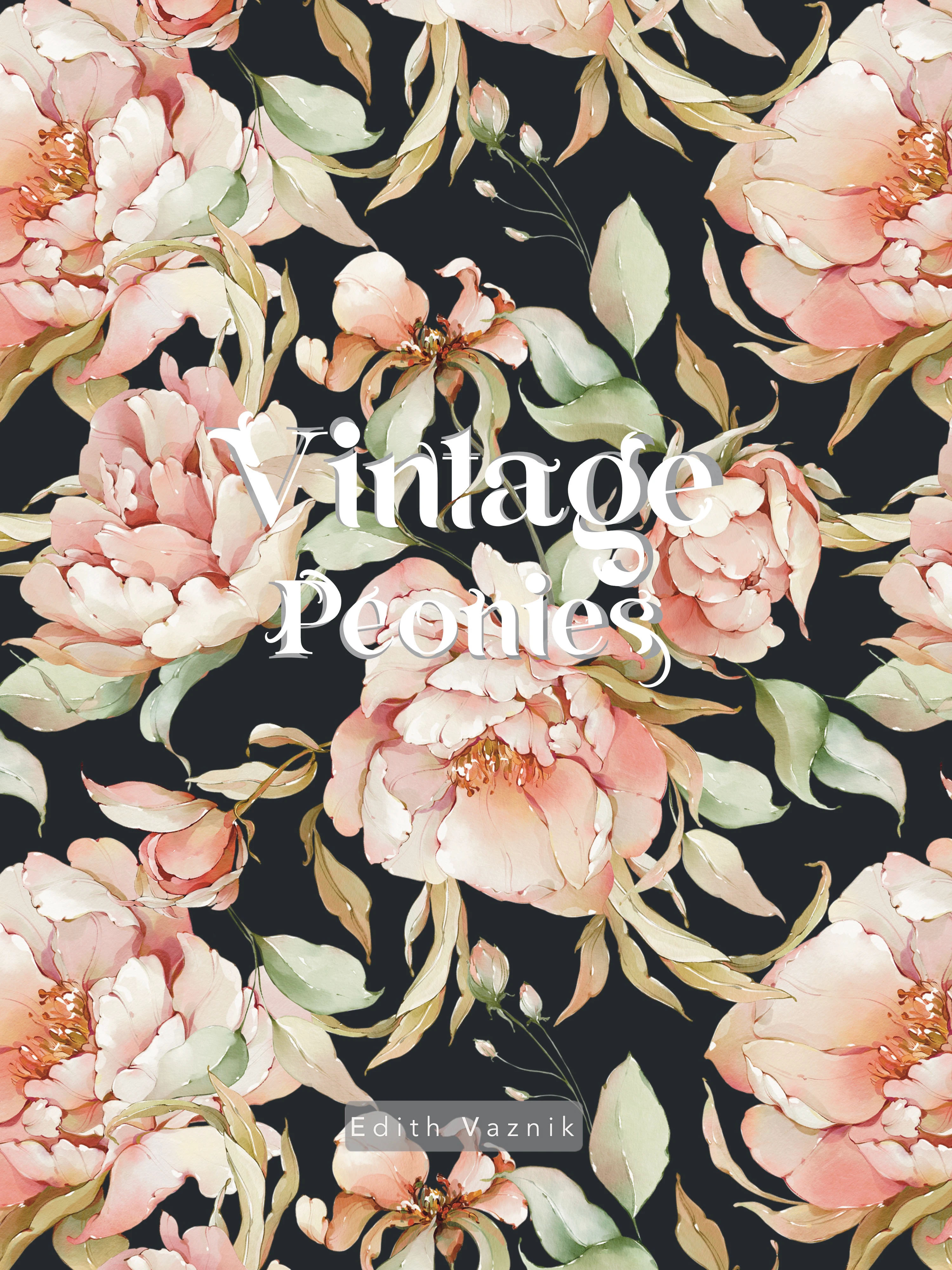 Vintage Peonies Pattern Set Watercolor