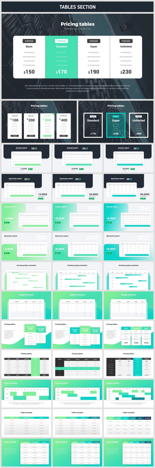 PRICING TABLES